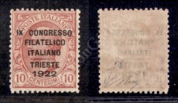 1922 - 10 Cent Congresso Filatelico (123) Nuovo Con Gomma Integra - Cert. AG (1.500) - Otros & Sin Clasificación