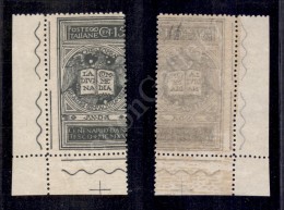 1921 - Non Emesso - Dante 15 Cent Grigio Angolo Di Foglio (116Ab + Andb) Senza Filigrana E Dentellatura Verticale... - Otros & Sin Clasificación