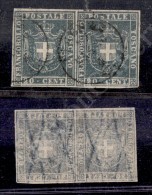 1860 - Coppia Orizzontale Del 20 Cent Azzurro Grigio (20b) Con Grandi Margini - Molto Bella (825+) - Otros & Sin Clasificación