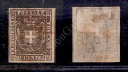 1860 - 10 Cent Bruno (19) Con Grandi Margini E Parte Di Linea Di Riquadro A Destra - Leggero Annullo A Doppio... - Other & Unclassified