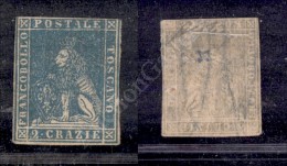 1857 - 2 Crazie Azzurro (13) Con Tre Ottimi Margini E Corto In Alto - Freschissimo - G. Oliva (6.000) - Other & Unclassified