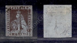 1851 - 9 Crazie Viola Bruno Violaceo Su Grigio (8a - Carta Azzurra) Ottimi Margini (1.350) - Other & Unclassified