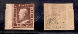 1859 - 50 Grana Cioccolato (14a) Angolo Di Foglio (pos. 91) Nuovo Con Gomma - Preciso In Alto - Sorani + Raybaudi... - Other & Unclassified