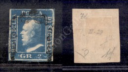 1859 - 2 Grana Cobalto Scuro (7c - Tav. II Pos. 29) - Ottimi Margini - Diena - Molto Bello (900+) - Other & Unclassified