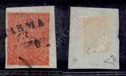 1853 - 25 Cent Vermiglio (7e) - Tassello Del Valore Molto Inchiostrato (senza Cifra) - Margini Buoni/ottimi - E.... - Otros & Sin Clasificación