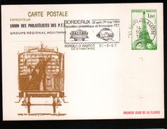 Entier Postal ,stationery Card, 33 Bordeaux, Férroviaire, Union Des Philatelistes Des P.T.T. - Cartes Postales Repiquages (avant 1995)