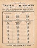 TIRAGE De La 35e TRANCHE De La Loterie Nationale 1947 - Biglietti Della Lotteria