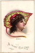1 Raphael Tuck Thick Card, Beautifull Litho Chromo  Before 1900 - Happy New Year - Y Serie 310 - Angels R&S CARMEN - Colecciones