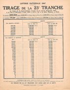 TIRAGE De La 23e TRANCHE De La Loterie Nationale 1947 - Biglietti Della Lotteria