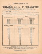 TIRAGE De La 1re TRANCHE De La Loterie Nationale 1948 - Biglietti Della Lotteria