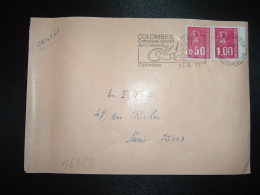 LETTRE TP MARIANNE DE BEQUET 1,00 BORD DE CARNET + 0,50 OBL.MEC.24-6-1977 COLOMBES (92) - 1971-1976 Marianne Of Béquet