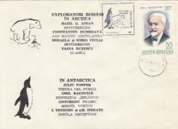 POLAR EXPLORERS, ROMANIAN EXPLORERS IN ARCTICA AND ANTARCTICA, POLAR BEAR, PENGUIN, SPECIAL COVER, 1974, ROMANIA - Esploratori E Celebrità Polari
