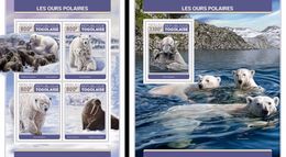 Togo 2017, Animals, Polar Bears, 4val In BF +BF - Faune Arctique