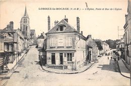 77-LORREZ-LE-BOCAGE- L'EGLISE , POSTE ET RUE DE L'EGLISE - Lorrez Le Bocage Preaux