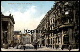 Delcampe - ALTE POSTKARTE STUTTGART PARTIE BEIM BAHNHOF HOTEL MARQUARDT Pferd Horse Ansichtskarte Cpa AK Postcard - Stuttgart