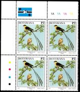 Botswana - 1997 Birds P2 Whydah Corner Block '1A' (**) - Botswana (1966-...)