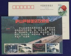 Mountain Waterfall,China 1999 Mt.Lushan Lulin Hotel Advertising Pre-stamped Card - Hotel- & Gaststättengewerbe