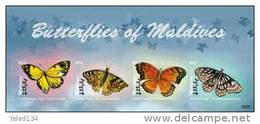 MALDIVES   2983 MINT NEVER HINGED MINI SHEET OF BUTTERFLIES-INSECTS     (  0907 - Farfalle