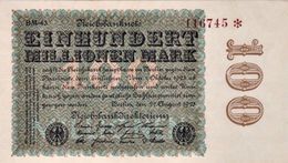 GERMANY 100 MILLIONEN MARK REICHSBANKNOTE 1923 AD PICK NO.107 UNCIRCULATED UNC - 100 Miljoen Mark