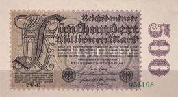 GERMANY 500 MILLIONEN MARK REICHSBANKNOTE 1923 AD PICK NO.110 UNCIRCULATED UNC - 500 Miljoen Mark