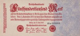GERMANY 500 THOUSAND MARK REICHSBANKNOTE 1923 AD PICK NO.92 UNCIRCULATED UNC - 500000 Mark
