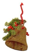 Christbaum - Anhänger Aus Karton, Glocke Mit Tannenzweig Und Früchten, Eibe Mit Beeren - Sehr Alt - Schmuck Und Dekor