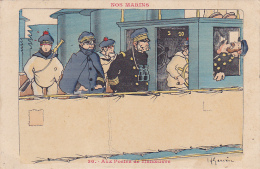Carte Illustrée Par H Gervèse - Nos Marins - Aux Postes De Manoeuvre - Circ 1915, Cachet Marine Française, Service à La - Gervese, H.