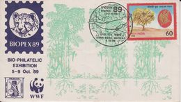 India  1989  Tiger  WWF Cover  Dolfin  Cancellation  MADRAS  Special Cover  # 89673  Inde Indien - Covers & Documents