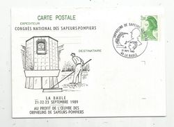 Cp , Congrés National SAPEURS POMPIERS , 44 , LA BAULE , 1989 , Au Profit De L' Oeuvre Des Orphelins De Sapeurs Pompiers - Bombero