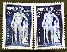 Monaco  316  Variété Bleu Noir Papier épais Et Normal Sculpture Neuf Avec Trace De Charnière* TB  MH Con Charnela - Abarten