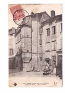 87 St Saint Leonard Rue De La Halle Tour Carrée Cpa Animée Marchande Cachet 1906 - Saint Leonard De Noblat