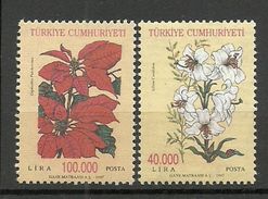 Turkey; 1997 Regular Issue Stamps With The Subject Of Flowers (Complete Set) - Ungebraucht