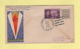 APO 635 - US Postal Army Service - 19 Oct 1945 - Mixte US France - United For Victory - Guerre De 1939-45