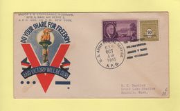 APO 635 - US Postal Army Service - 19 Oct 1945 - Mixte US France - Do Your Share For Freedom And Victory Will Be Ours - Guerre De 1939-45