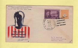 APO 635 - US Postal Army Service - 19 Oct 1945 - Mixte US France - Life Liberty And Pursuit Of Happiness - Guerra De 1939-45