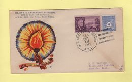 APO 635 - US Postal Army Service - 19 Oct 1945 - Mixte US France - Keep The Light Burning - Guerre De 1939-45