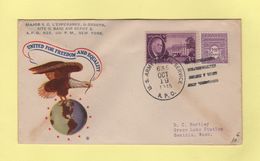 APO 635 - US Postal Army Service - 19 Oct 1945 - Mixte US France - United For Freedom And Equality - Guerra De 1939-45
