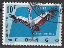 441 Congo 1963 (Democratica) Birds Uccelli Balearica Regulorum Gru Coronata Grigia Used - Grues Et Gruiformes
