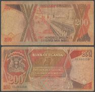 Bank Of Uganda 200 SHILLINGS (1987) Pick 32 - MIA MBILI BANK NOTE - BANKNOTE 1998 - Ouganda SHILLING - Oeganda