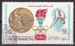 Mutawakelite K. Yemen 1968 Mi. 622 Olimpiadi Messico TUFFI Trampolino Piattaforma Oro Gold Klaus Di Biasi - Plongeon