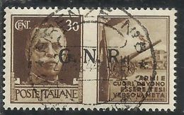 ITALY KINGDOM ITALIA REGNO 1944 REPUBBLICA SOCIALE ITALIANA RSI GNR PROPAGANDA CENT 30 BRUNO II TIPO USATO USED OBLITERE - Oorlogspropaganda