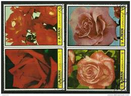 ● AJMAN  - 1972 - ROSE - N. ? Usati - 2 COPPIE  - Cat. ? € - Lotto N. 950 - Roses