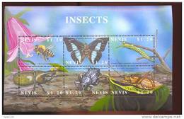 NEVIS   1292  MINT NEVER HINGED MINI SHEET OF BUTTERFLIES-INSECTS - Butterflies