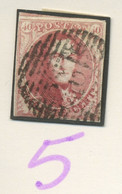 1849-50  Léopold 1er, 5 Oblitéré Avec Voisin En Haut, Cote 575 € - 1849-1850 Medaillen (3/5)