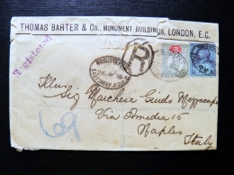 Cover From GB Registered East Cheap Sent To Italy Napoli Cancel On The Back Side - Andere & Zonder Classificatie