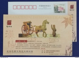Donghan Period Red Pottery Carriages And Horses,CN 07 Chengdu Han Dynasty Pottery Art Museum Advert Pre-stamped Card - Archäologie