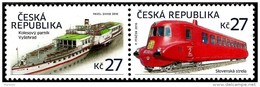 Czech Republic - 2016 - Historical Vehicles - Paddle Steamer Vysehrad And Slovenska Strela Train - Mint Stamp Set - Nuevos