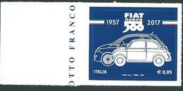 Italia 2017; Fiat Nuova 500, Nel 60° Della Produzione. Francobollo Di Bordo Sinistro. - 2011-20: Nieuw/plakker