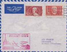 FRANCE - LETTRE LIGNE POSTALE PARIS-NICE 1938 - 1927-1959 Storia Postale