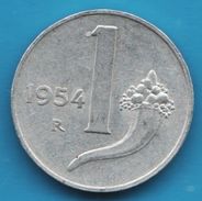 ITALIA 1 LIRE 1954 KM# 91 REPVBBLICA · ITALIANA - 1 Lira